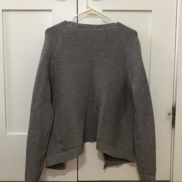 Cyrus Grey Ribbed Open Front Cardigan - Picture 2 of 5
